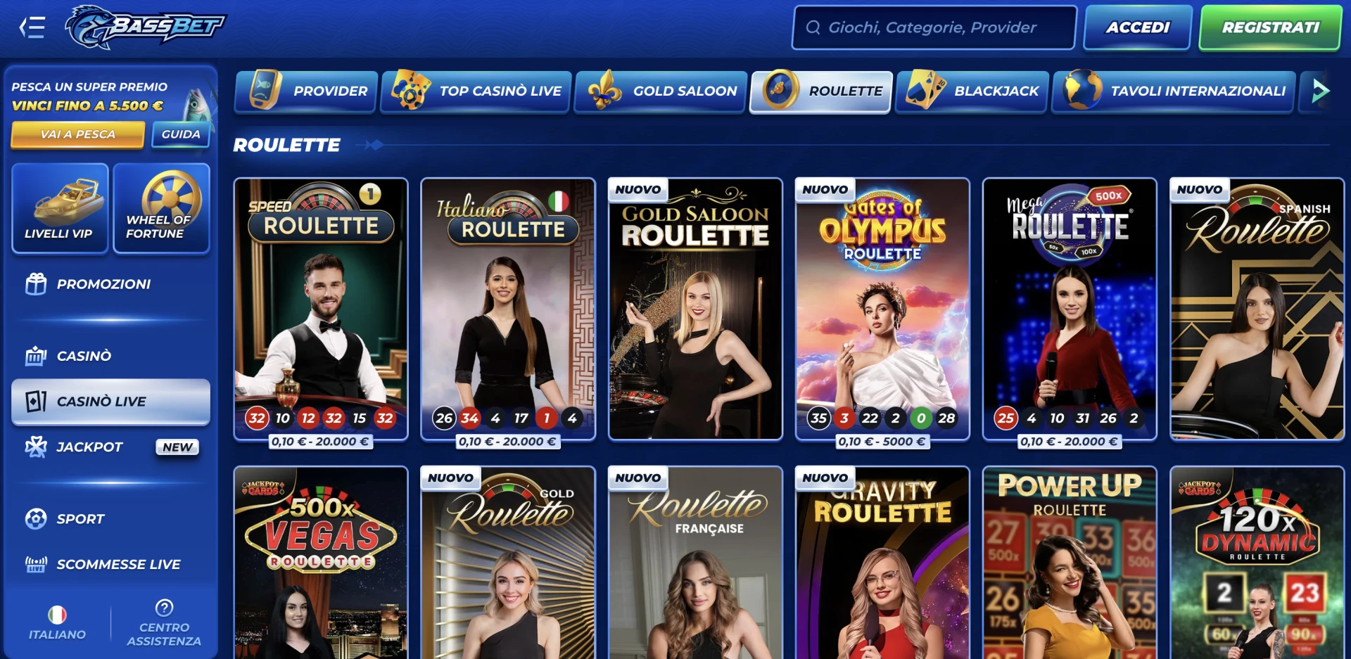 Roulette live disponibile su BassBet Casinò